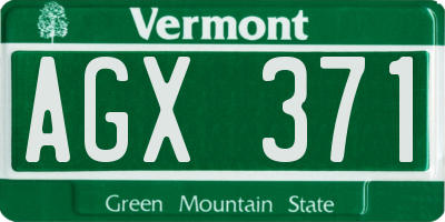 VT license plate AGX371