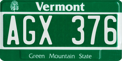 VT license plate AGX376