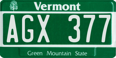 VT license plate AGX377