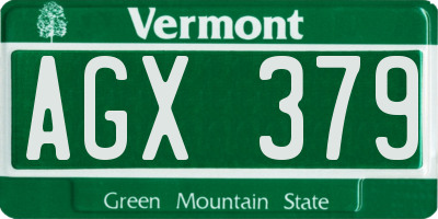 VT license plate AGX379