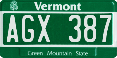 VT license plate AGX387