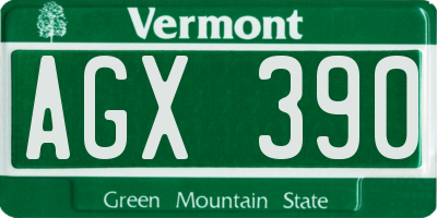 VT license plate AGX390