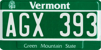 VT license plate AGX393
