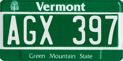 VT license plate AGX397