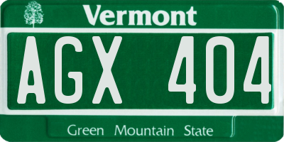 VT license plate AGX404