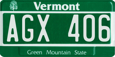 VT license plate AGX406