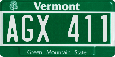 VT license plate AGX411