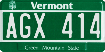 VT license plate AGX414