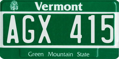 VT license plate AGX415