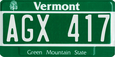 VT license plate AGX417