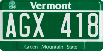 VT license plate AGX418