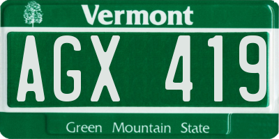 VT license plate AGX419