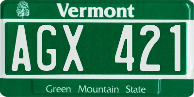 VT license plate AGX421