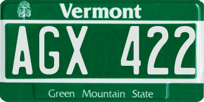 VT license plate AGX422