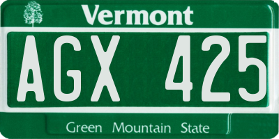 VT license plate AGX425