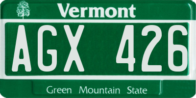 VT license plate AGX426