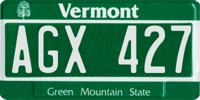 VT license plate AGX427