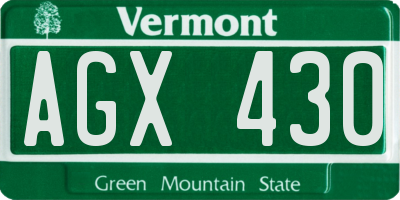 VT license plate AGX430