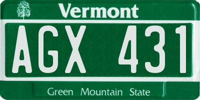 VT license plate AGX431