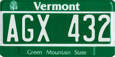 VT license plate AGX432