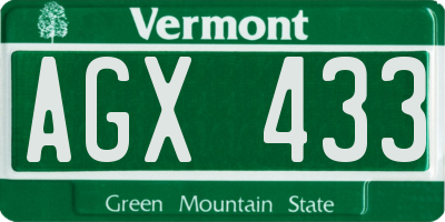 VT license plate AGX433