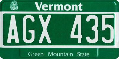 VT license plate AGX435