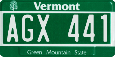 VT license plate AGX441