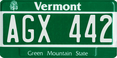 VT license plate AGX442