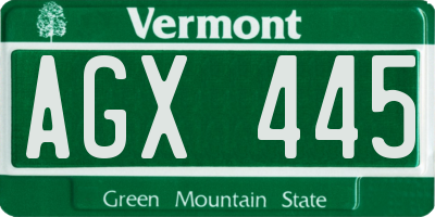 VT license plate AGX445