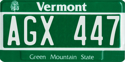 VT license plate AGX447
