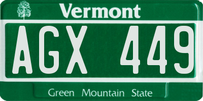 VT license plate AGX449