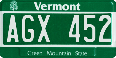 VT license plate AGX452