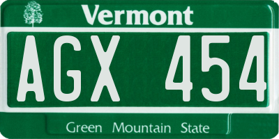 VT license plate AGX454