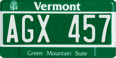 VT license plate AGX457