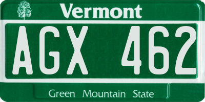 VT license plate AGX462