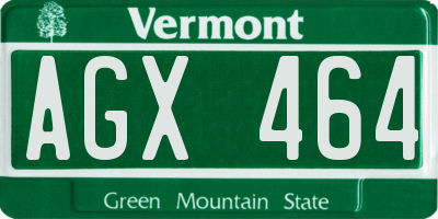 VT license plate AGX464