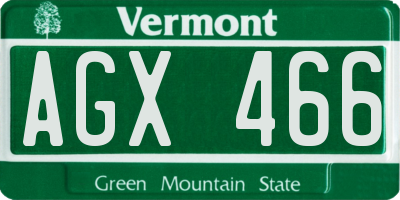 VT license plate AGX466
