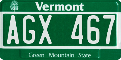 VT license plate AGX467