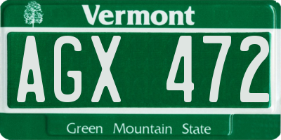 VT license plate AGX472