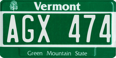 VT license plate AGX474
