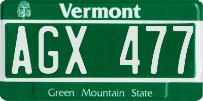 VT license plate AGX477