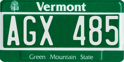 VT license plate AGX485