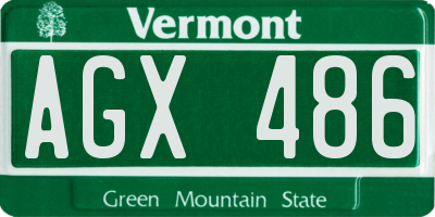 VT license plate AGX486
