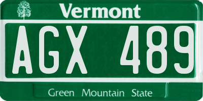 VT license plate AGX489