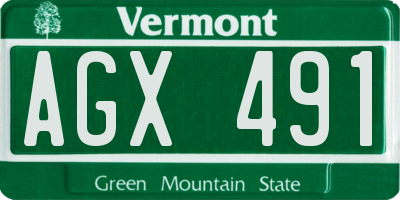 VT license plate AGX491