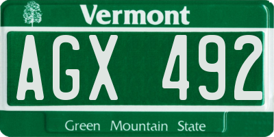 VT license plate AGX492