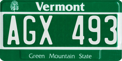 VT license plate AGX493