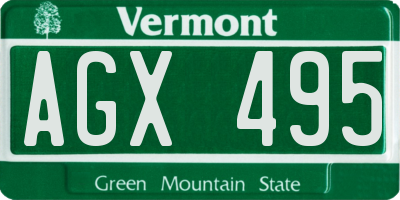 VT license plate AGX495