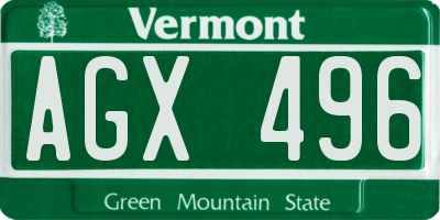 VT license plate AGX496