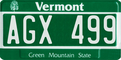 VT license plate AGX499